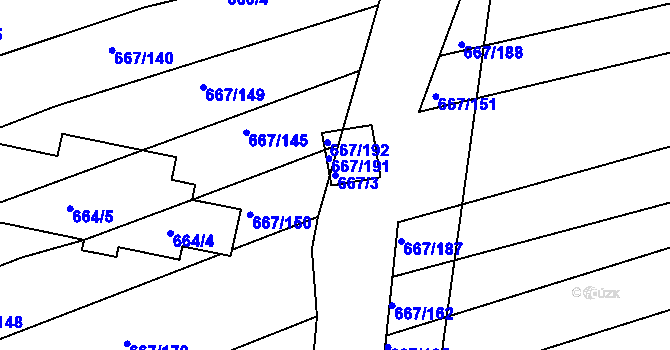 Parcela st. 667/3 v KÚ Horákov, Katastrální mapa