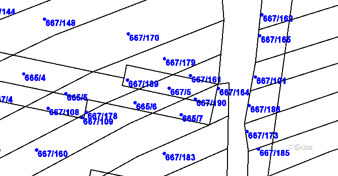 Parcela st. 667/5 v KÚ Horákov, Katastrální mapa