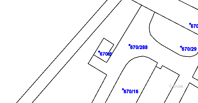Parcela st. 670/6 v KÚ Horákov, Katastrální mapa