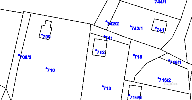 Parcela st. 712 v KÚ Horákov, Katastrální mapa