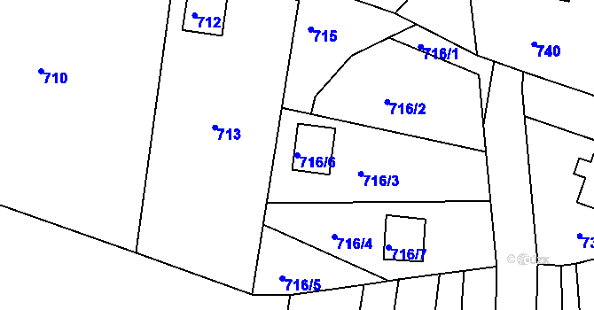 Parcela st. 716/6 v KÚ Horákov, Katastrální mapa