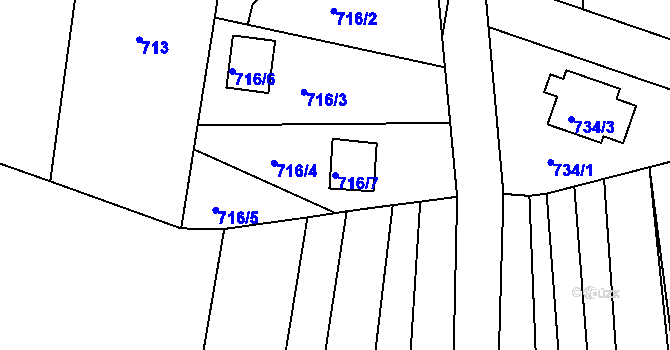 Parcela st. 716/7 v KÚ Horákov, Katastrální mapa