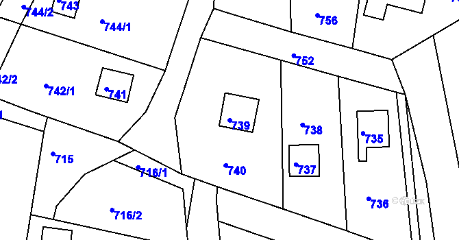 Parcela st. 739 v KÚ Horákov, Katastrální mapa