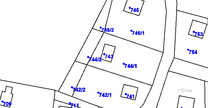 Parcela st. 743 v KÚ Horákov, Katastrální mapa