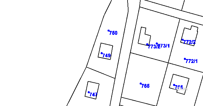 Parcela st. 749 v KÚ Horákov, Katastrální mapa