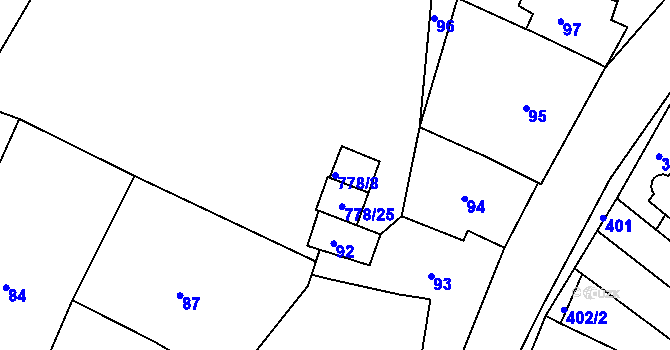 Parcela st. 778/8 v KÚ Horákov, Katastrální mapa