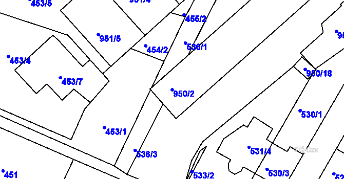 Parcela st. 950/2 v KÚ Horákov, Katastrální mapa