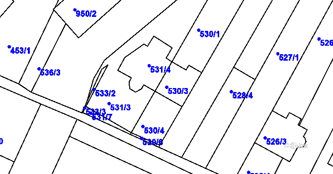 Parcela st. 530/3 v KÚ Horákov, Katastrální mapa