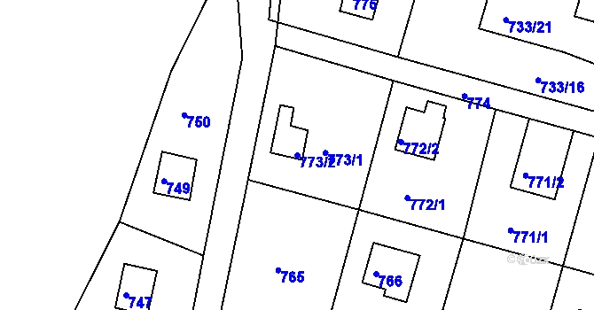Parcela st. 773/2 v KÚ Horákov, Katastrální mapa