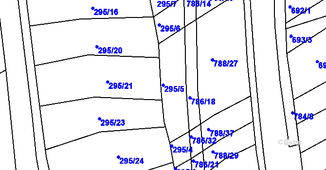 Parcela st. 295/5 v KÚ Horákov, Katastrální mapa