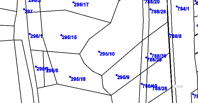 Parcela st. 295/10 v KÚ Horákov, Katastrální mapa