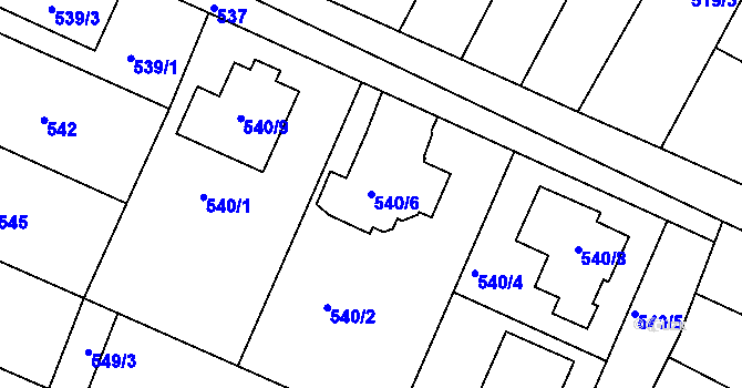 Parcela st. 540/6 v KÚ Horákov, Katastrální mapa