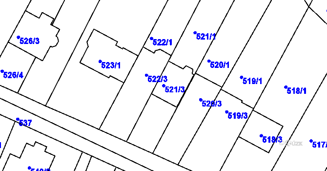 Parcela st. 521/3 v KÚ Horákov, Katastrální mapa