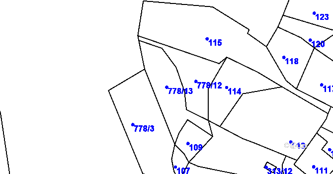 Parcela st. 778/13 v KÚ Horákov, Katastrální mapa