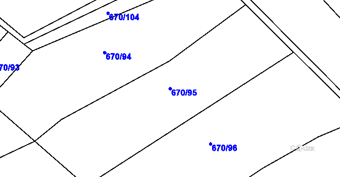 Parcela st. 670/95 v KÚ Horákov, Katastrální mapa