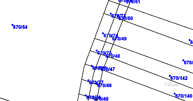 Parcela st. 670/75 v KÚ Horákov, Katastrální mapa