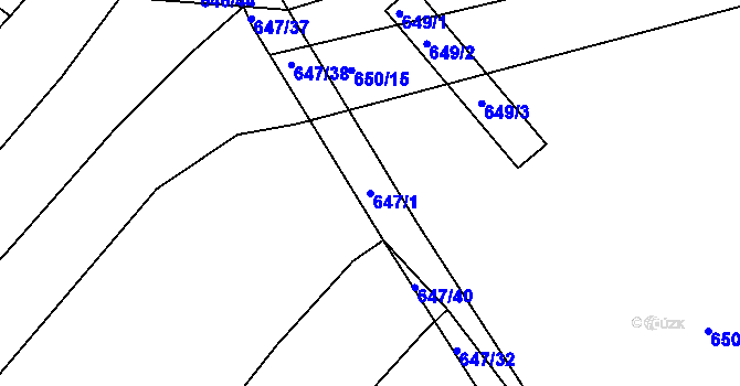 Parcela st. 647/1 v KÚ Horákov, Katastrální mapa