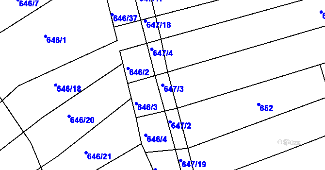Parcela st. 647/3 v KÚ Horákov, Katastrální mapa