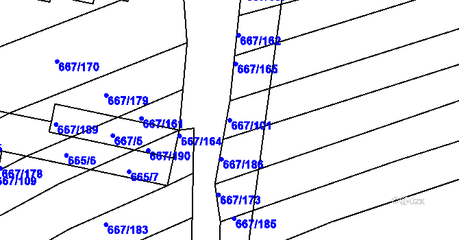 Parcela st. 667/101 v KÚ Horákov, Katastrální mapa