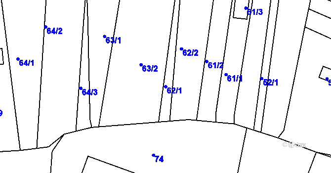 Parcela st. 62/1 v KÚ Horákov, Katastrální mapa