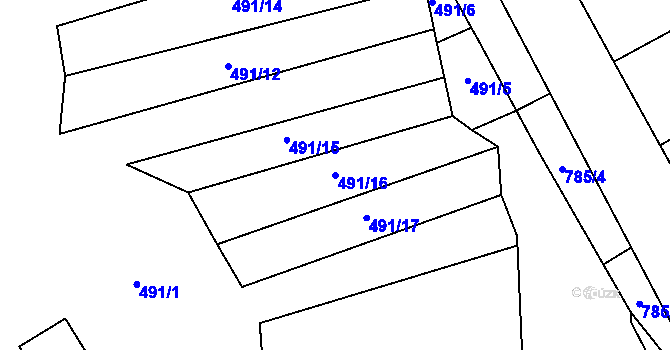 Parcela st. 491/16 v KÚ Horákov, Katastrální mapa
