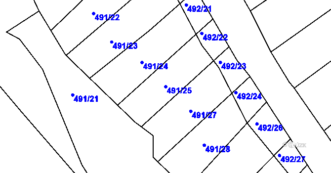 Parcela st. 491/25 v KÚ Horákov, Katastrální mapa