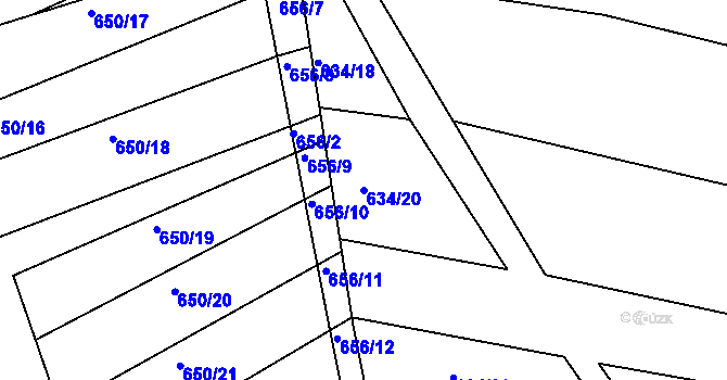 Parcela st. 634/20 v KÚ Horákov, Katastrální mapa