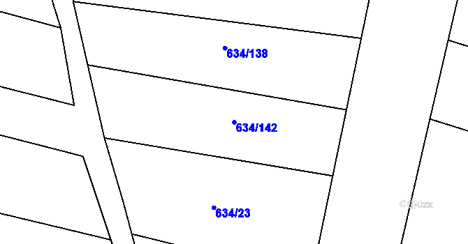 Parcela st. 634/142 v KÚ Horákov, Katastrální mapa