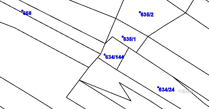 Parcela st. 634/144 v KÚ Horákov, Katastrální mapa