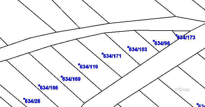 Parcela st. 634/171 v KÚ Horákov, Katastrální mapa