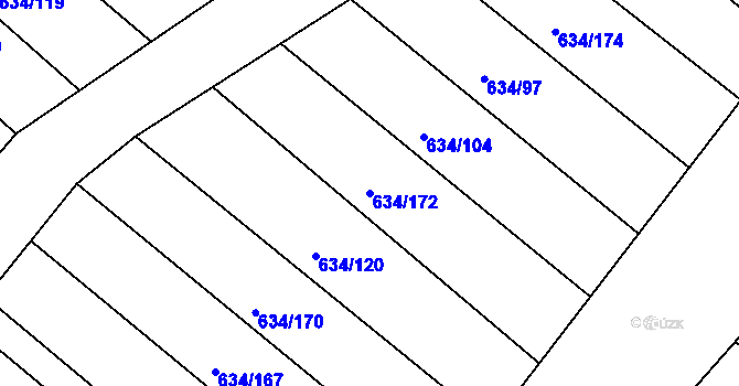Parcela st. 634/172 v KÚ Horákov, Katastrální mapa