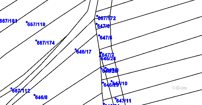 Parcela st. 647/7 v KÚ Horákov, Katastrální mapa