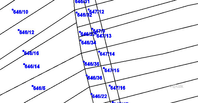Parcela st. 647/14 v KÚ Horákov, Katastrální mapa