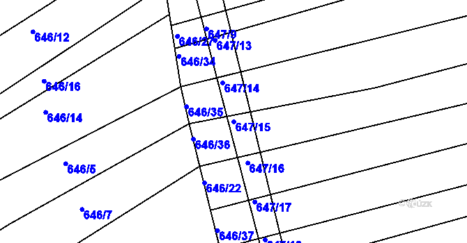 Parcela st. 647/15 v KÚ Horákov, Katastrální mapa