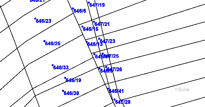 Parcela st. 647/25 v KÚ Horákov, Katastrální mapa