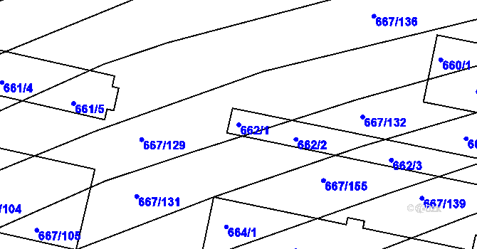 Parcela st. 662/1 v KÚ Horákov, Katastrální mapa