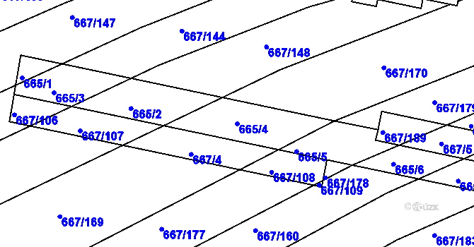 Parcela st. 665/4 v KÚ Horákov, Katastrální mapa