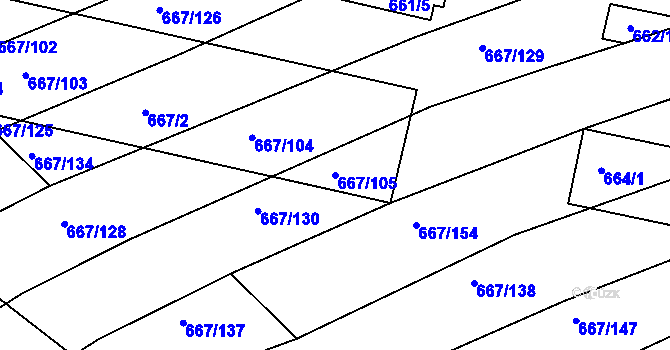 Parcela st. 667/105 v KÚ Horákov, Katastrální mapa