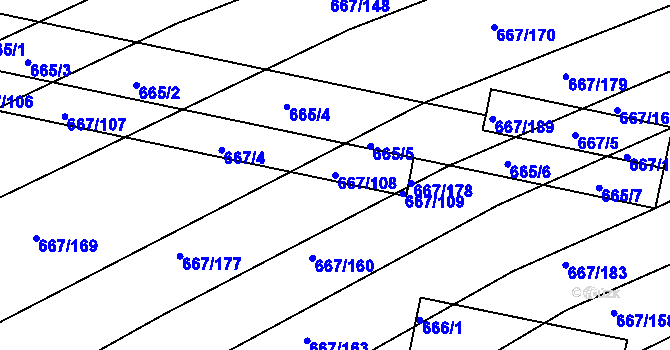 Parcela st. 667/108 v KÚ Horákov, Katastrální mapa