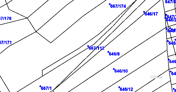 Parcela st. 667/112 v KÚ Horákov, Katastrální mapa