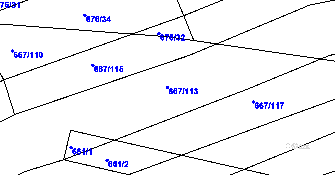 Parcela st. 667/113 v KÚ Horákov, Katastrální mapa