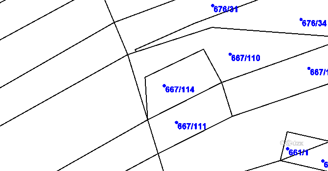 Parcela st. 667/114 v KÚ Horákov, Katastrální mapa