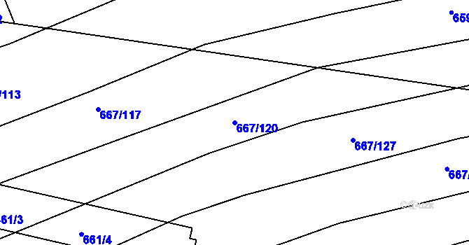 Parcela st. 667/120 v KÚ Horákov, Katastrální mapa