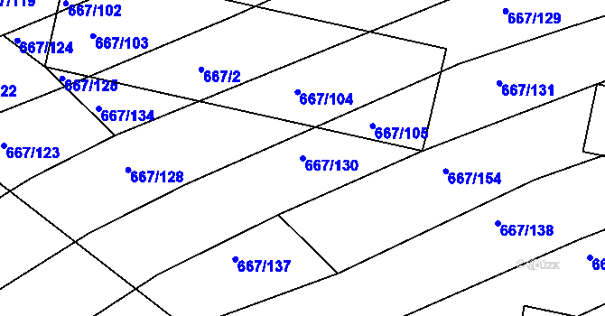 Parcela st. 667/130 v KÚ Horákov, Katastrální mapa