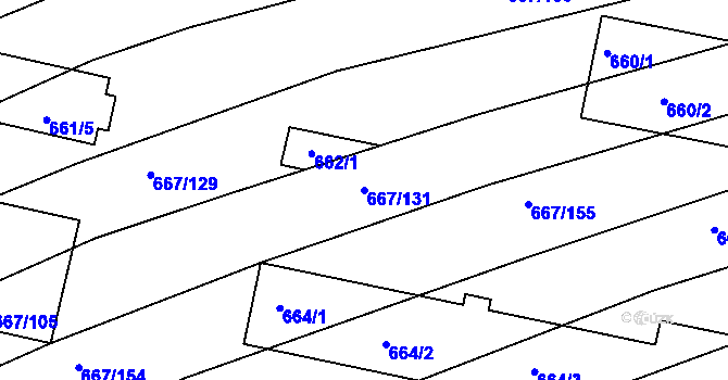 Parcela st. 667/131 v KÚ Horákov, Katastrální mapa