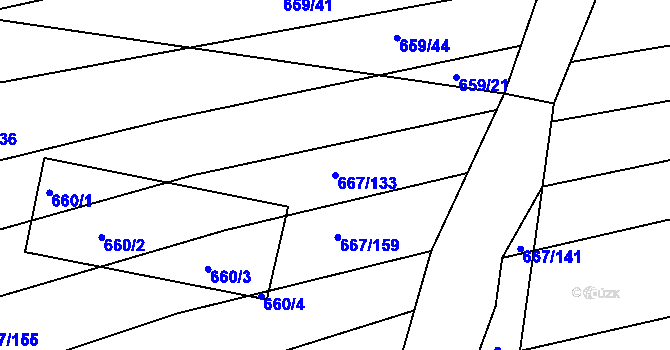 Parcela st. 667/133 v KÚ Horákov, Katastrální mapa
