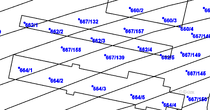 Parcela st. 667/139 v KÚ Horákov, Katastrální mapa
