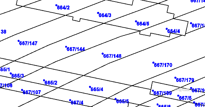 Parcela st. 667/148 v KÚ Horákov, Katastrální mapa