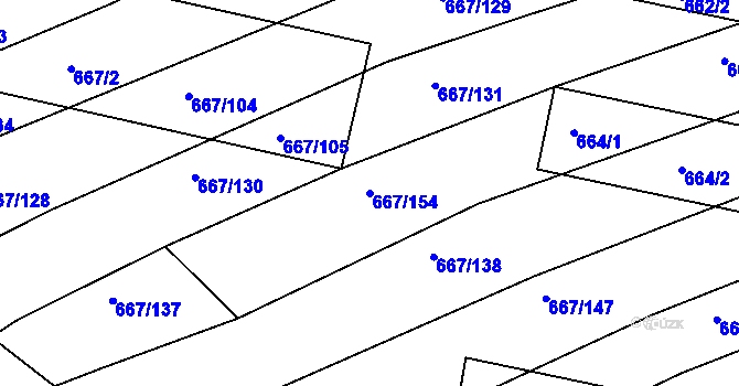Parcela st. 667/154 v KÚ Horákov, Katastrální mapa