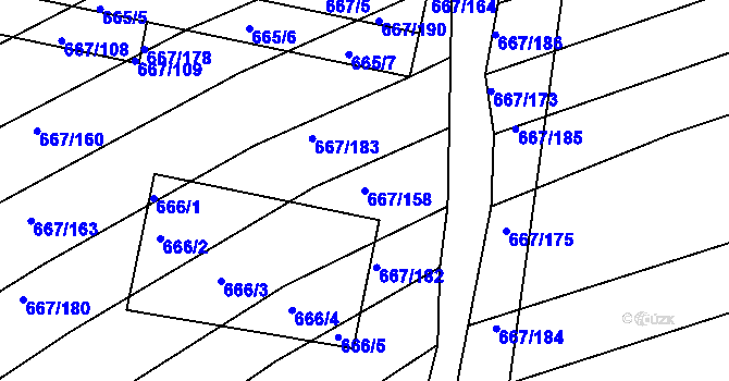 Parcela st. 667/158 v KÚ Horákov, Katastrální mapa